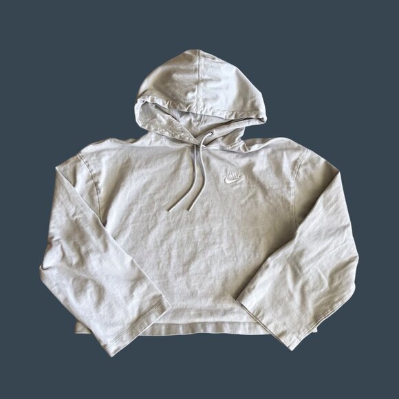 Nike Tops - Nike Light Gray Cropped Hoodie